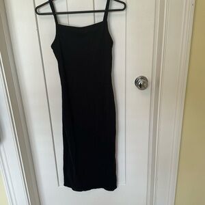 Black Body Con Ribbed Midi Dress